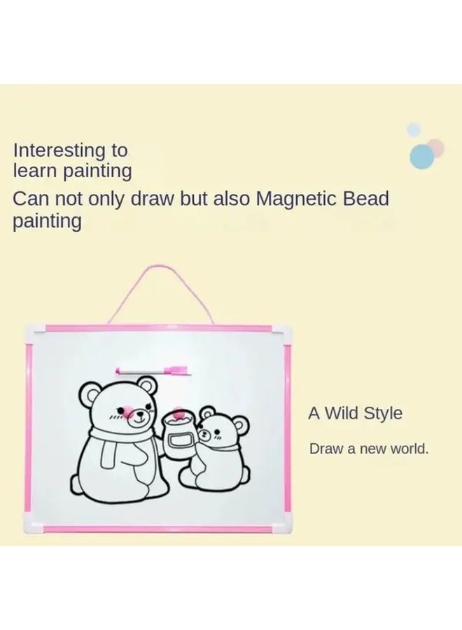 لوح أبيض مغناطيسي للكتابة الجافة بقلم وخرز، لوح مذكرة مكتبي وردي من PVC للتعليق والرسم - Image 4